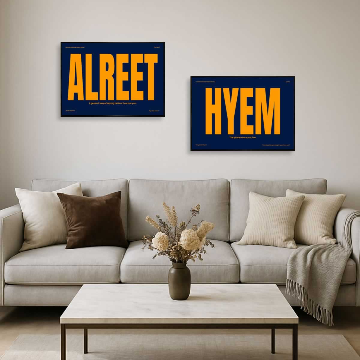 Alreet & Hyem Set Of 2 Geordie Prints Blue Edition For The Living Room