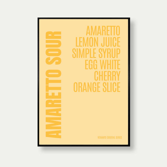 Amaretto Sour Cocktail Typography Print