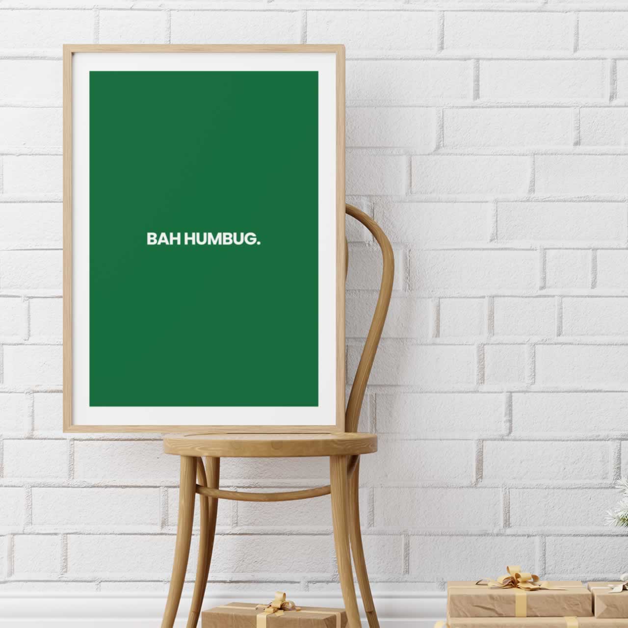Bah Humbug Funny Christmas Print