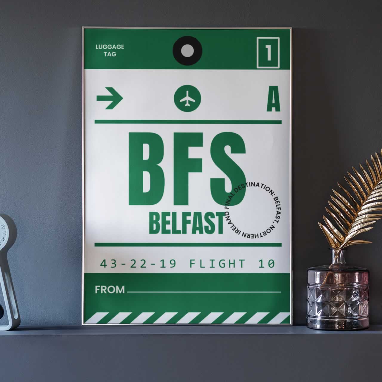 Belfast Luggage Tag Travel Art Print