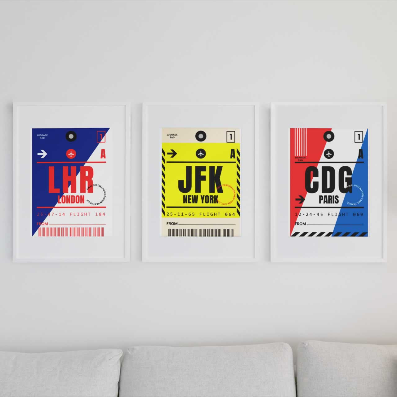 Set Of 3 Travel Prints - London New York Paris