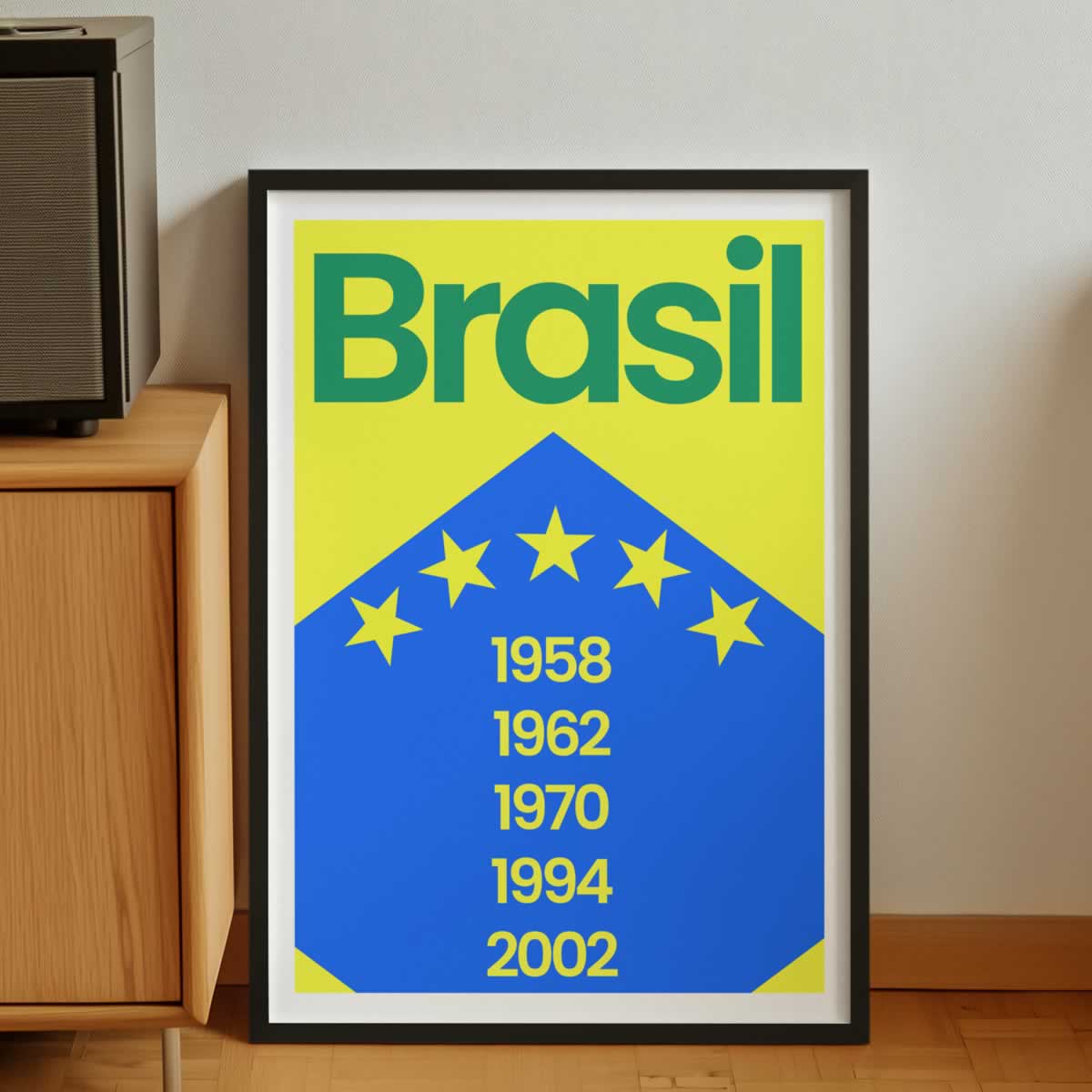 Brazil Football Poster Print In Yellow Blue Green Print