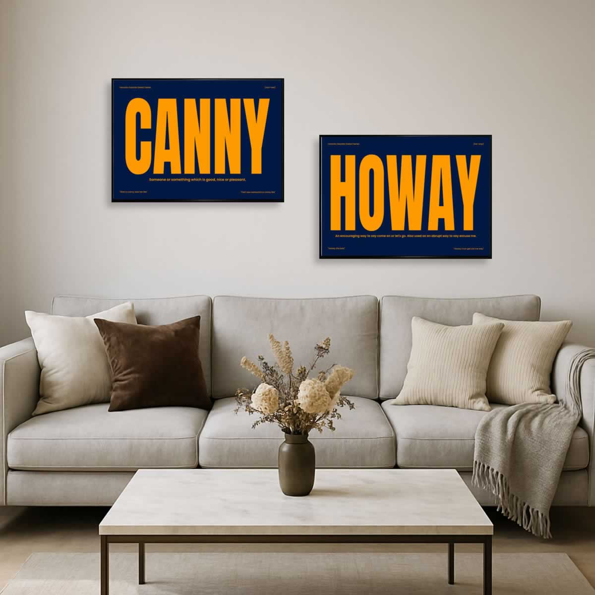 Canny & Howay Set Of 2 Geordie Prints Blue Edition For Living Room