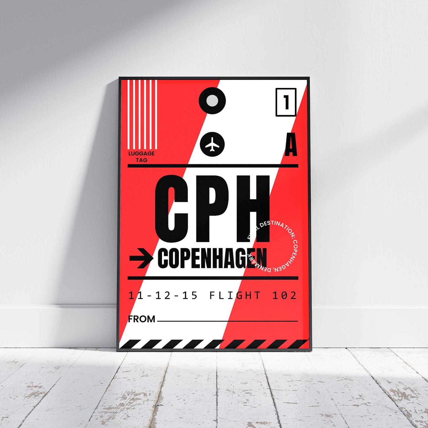 Copenhagen Luggage Tag Travel Wall Art