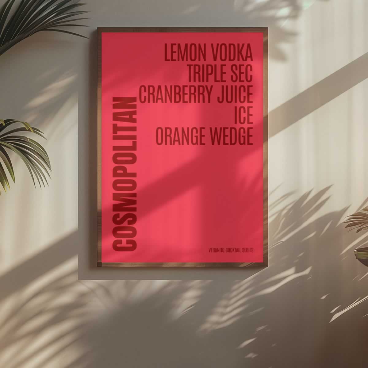 Cosmopolitan Cocktail Typography Wall Art