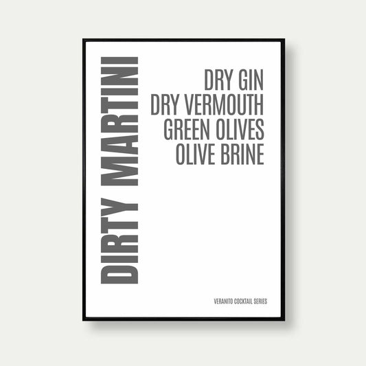 Dirty Martini Cocktail Typography Print