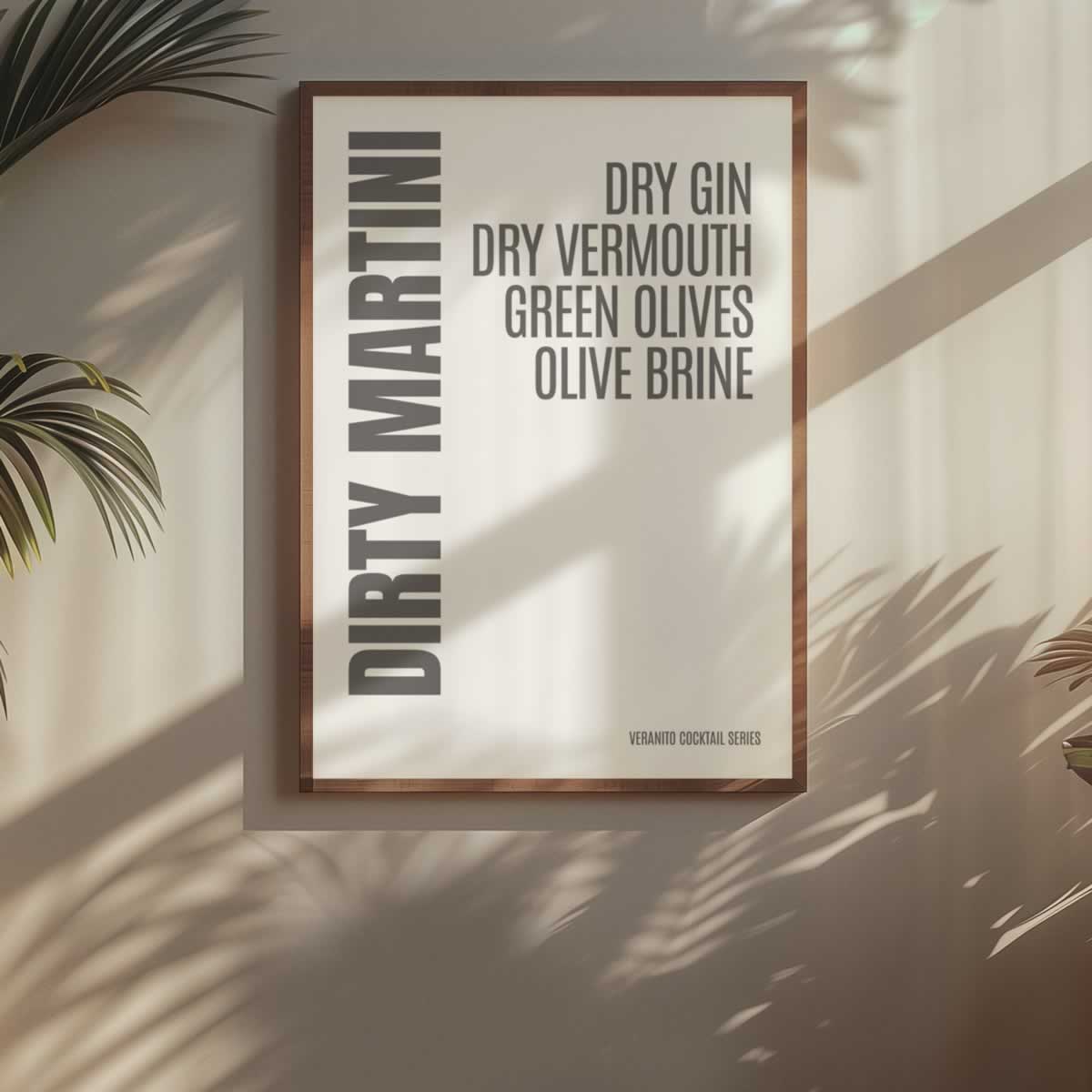 Dirty Martini Cocktail Typography Wall Art