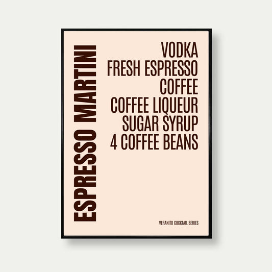 Espresso Martini Cocktail Typography Print