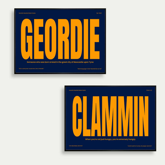 Geordie & Clammin Set Of 2 Geordie Prints Blue Edition