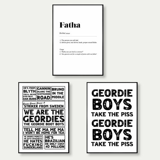 Geordie Fatha Pack Set Of 3 Prints