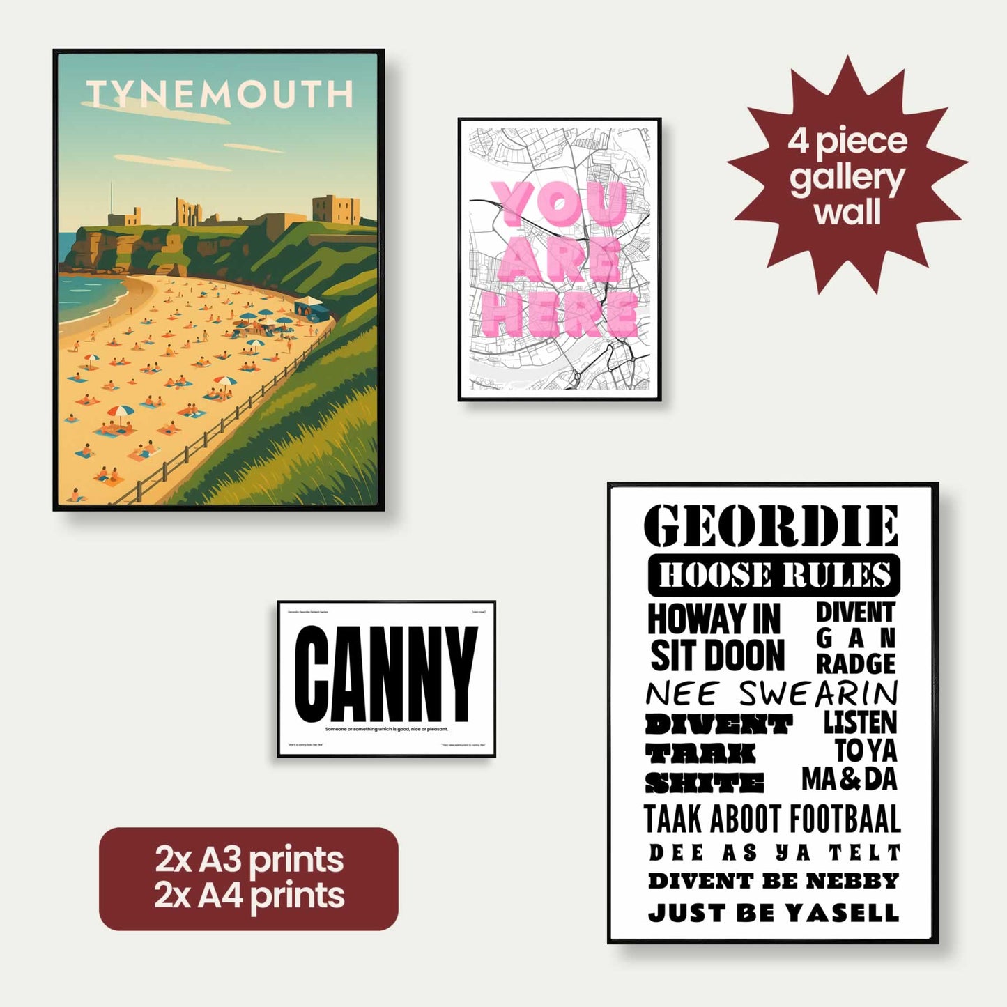 Newcastle Gallery Wall Prints - 4 Art Prints For Your Home
