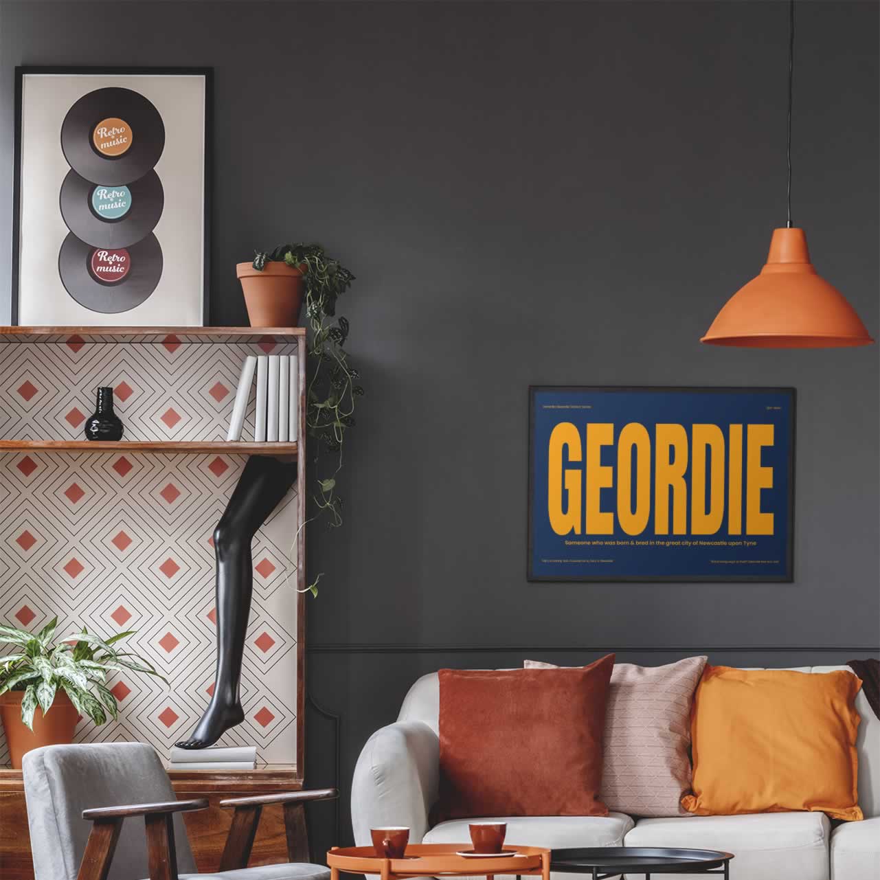 Geordie Dialect Newcastle Poster In Blue And Orange