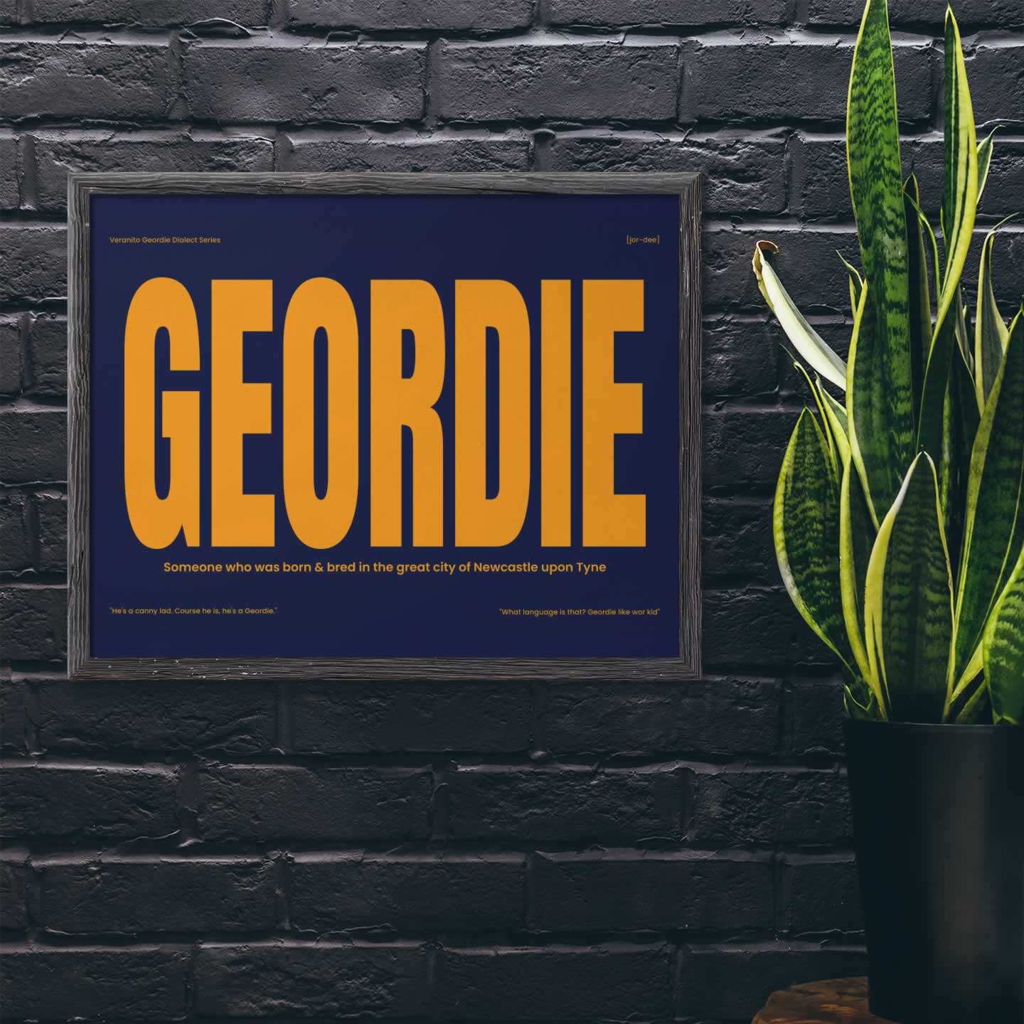 Geordie Dialect Newcastle Wall Art In Blue And Orange