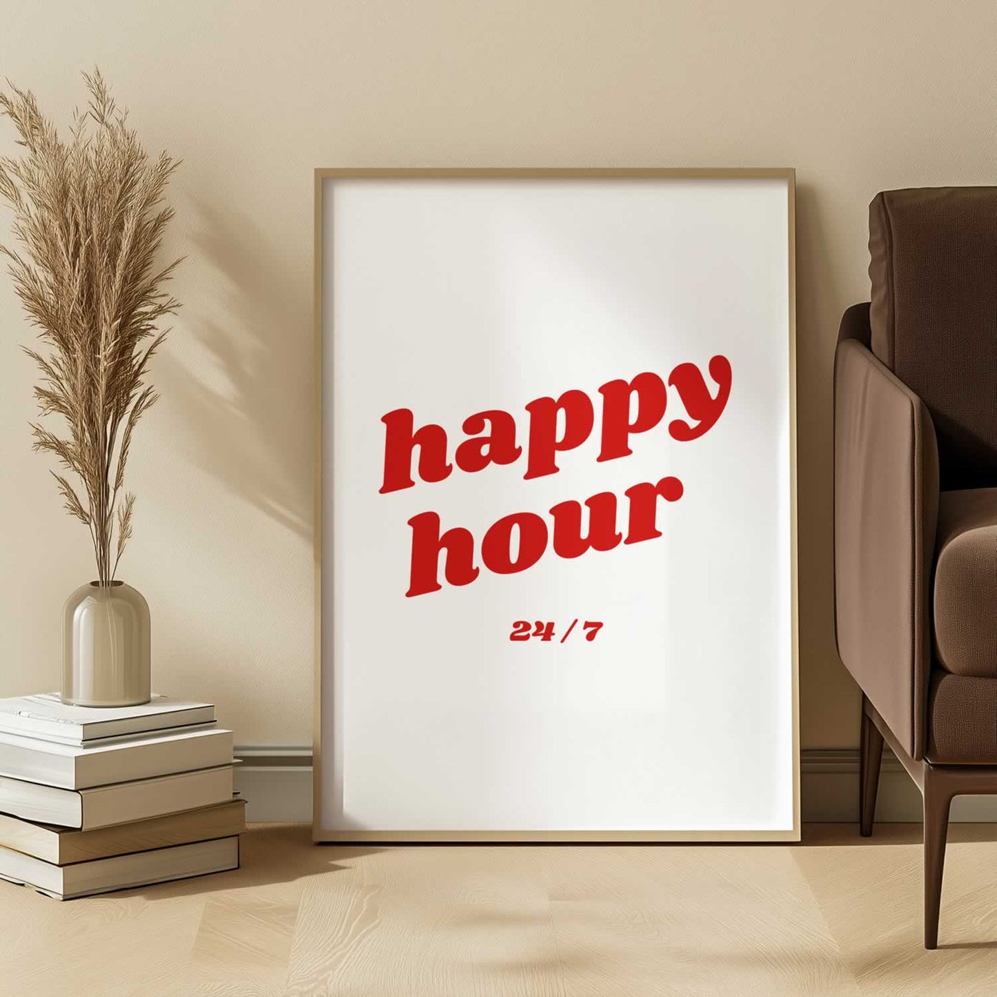 Happy Hour 24/7 Typography wall art print