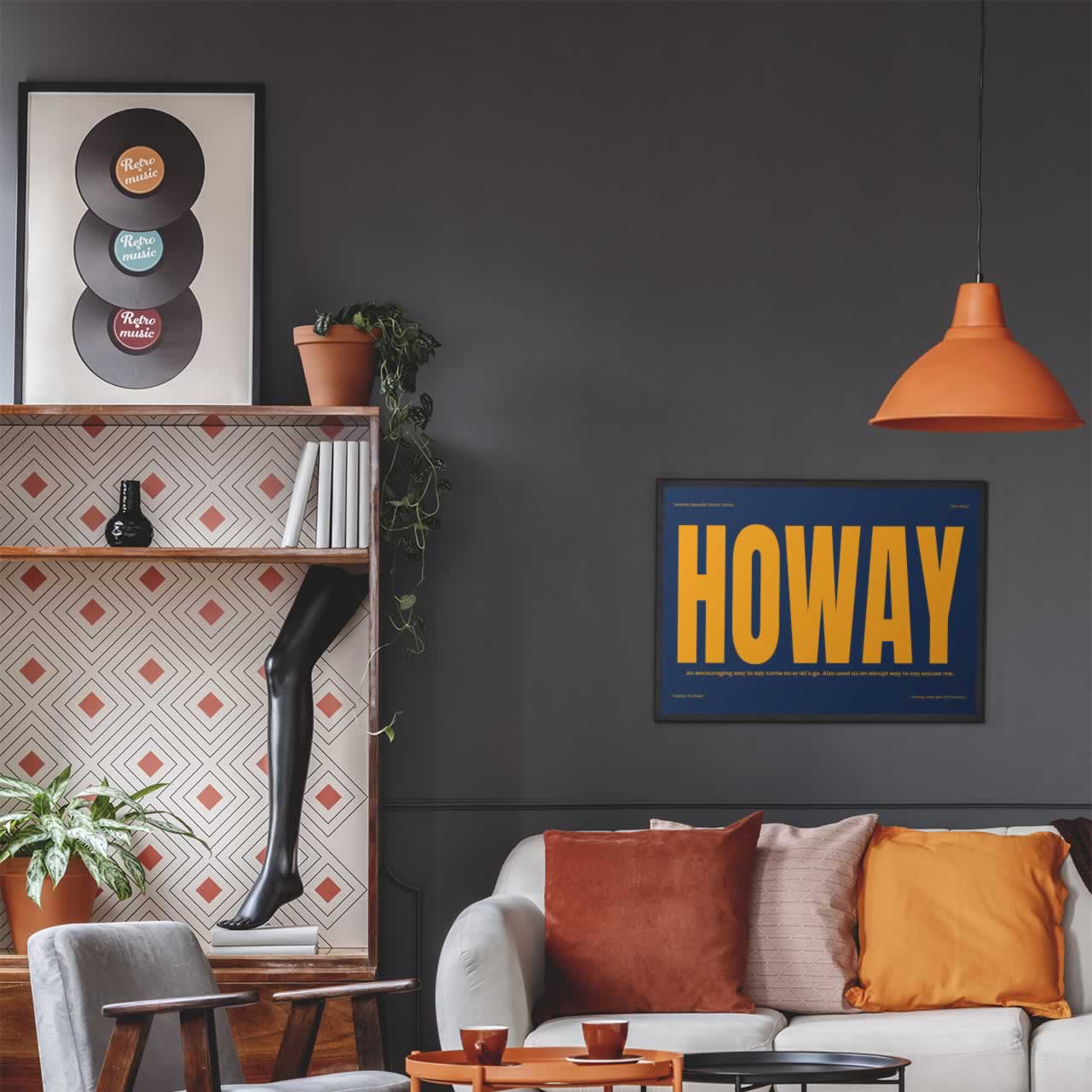 Howay Newcastle Slang Wall Art Blue And Orange Edition