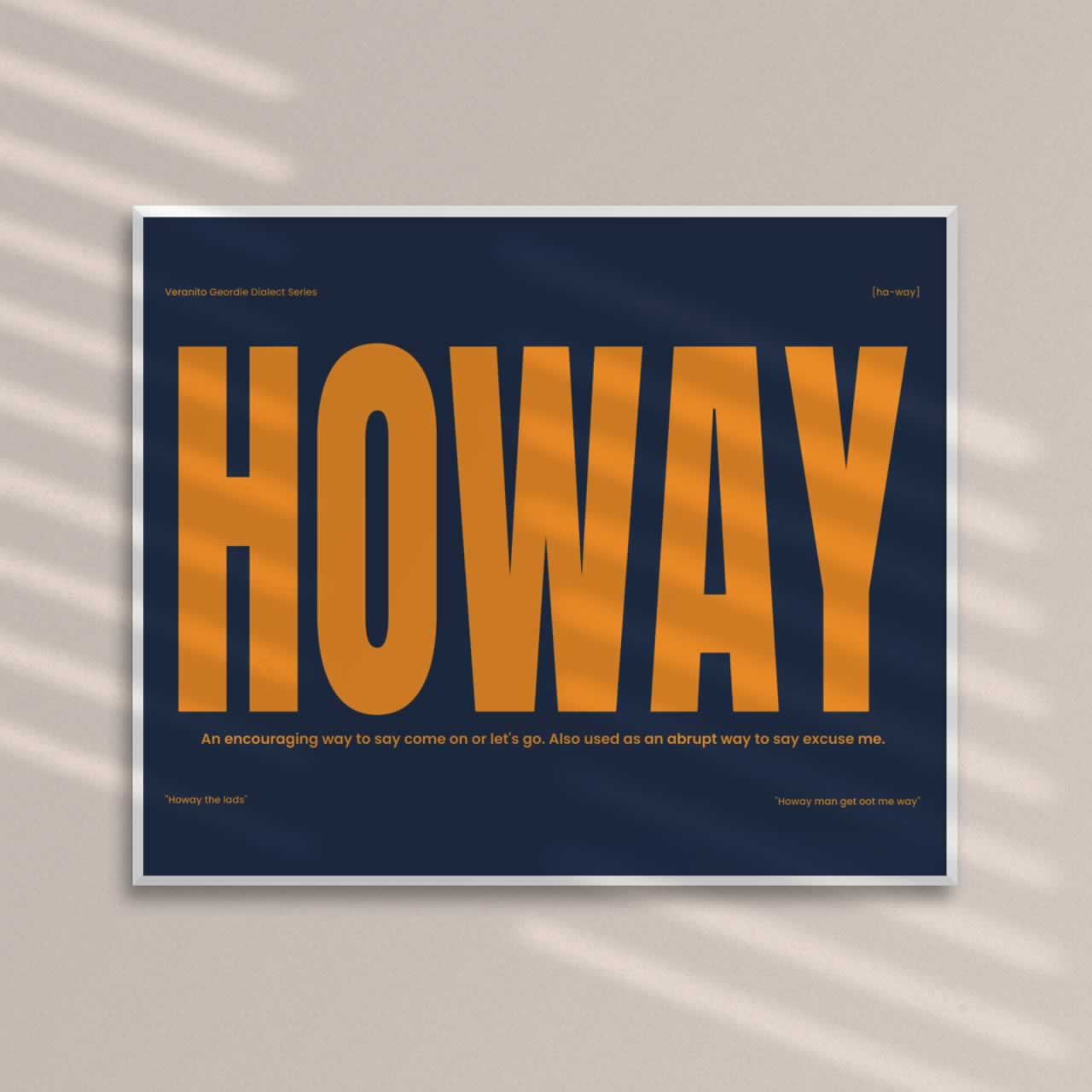 Howay Geordie Dialect Newcastle Slang Print Blue And Orange Edition