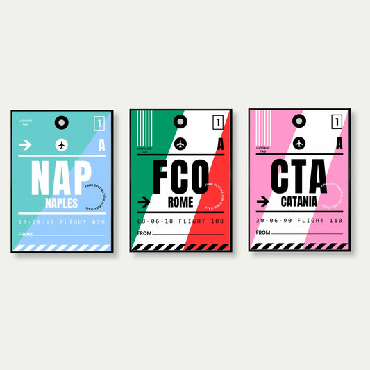 Italian Travel Prints - Set Of 3 - Naples, Rome, Catania