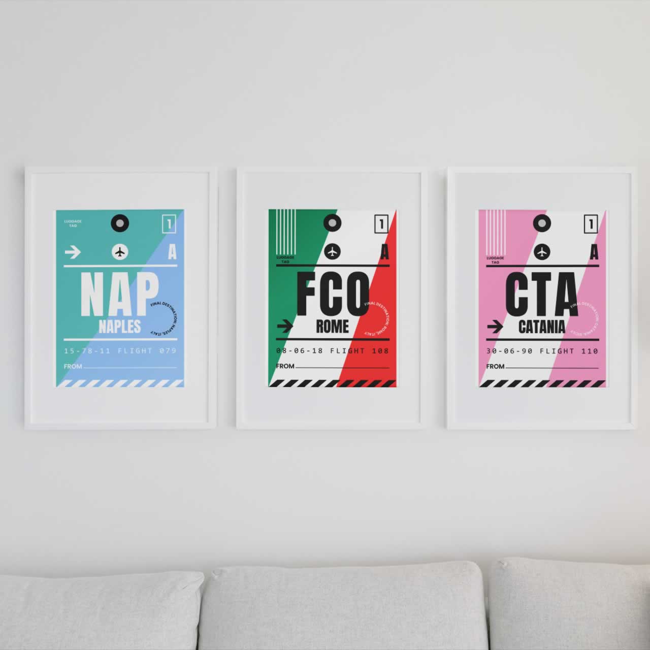 Set Of 3 Travel Prints From Italy - Rome Naples & Catania Posters