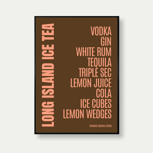 Long Island Ice Tea Cocktail Poster Print Drinks List