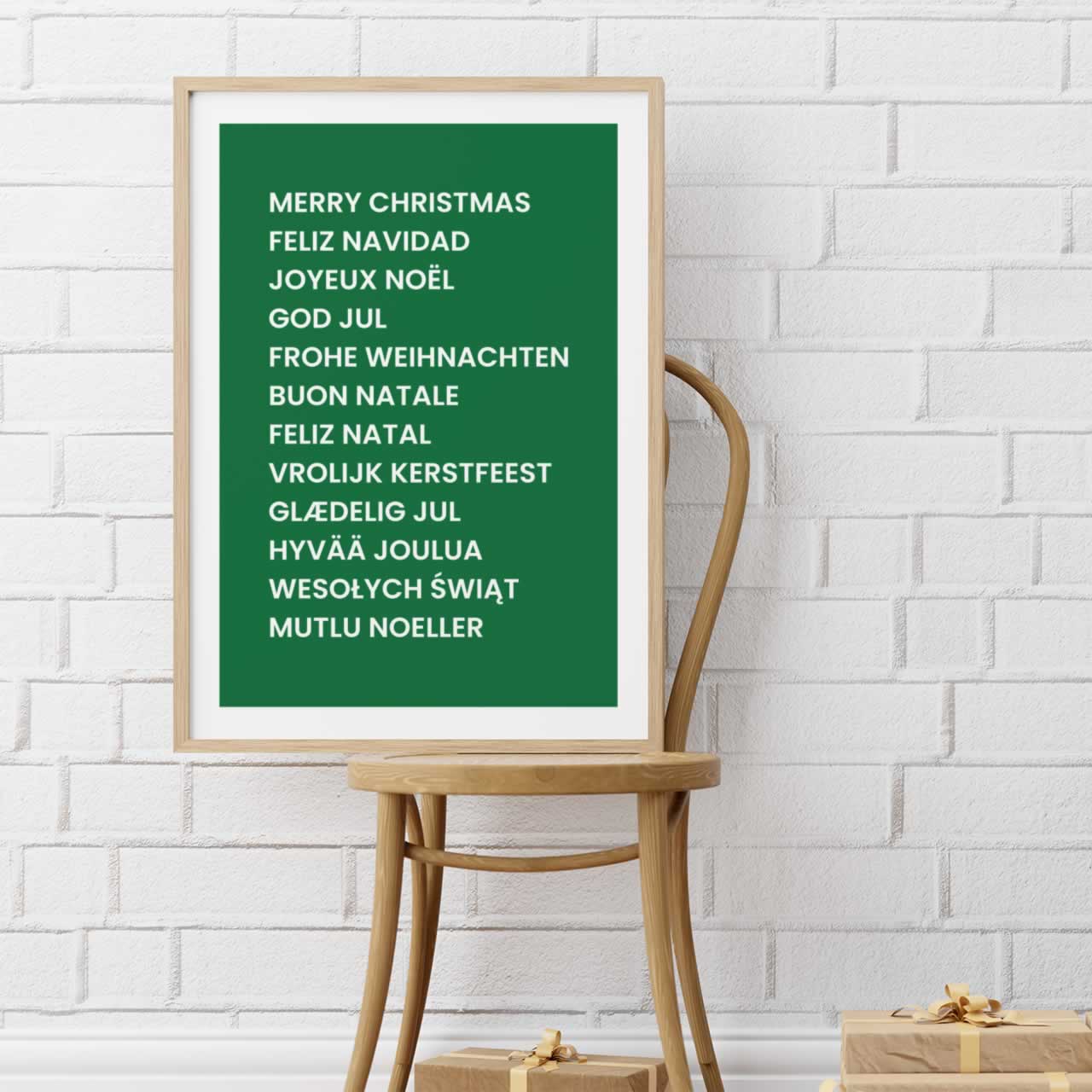 Merry Christmas In Different Languages Festive Poster