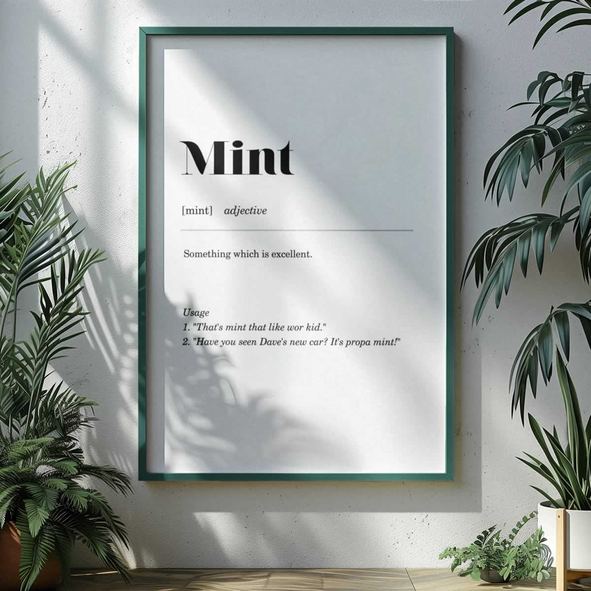 Mint Geordie Definition Wall Art Slang Print