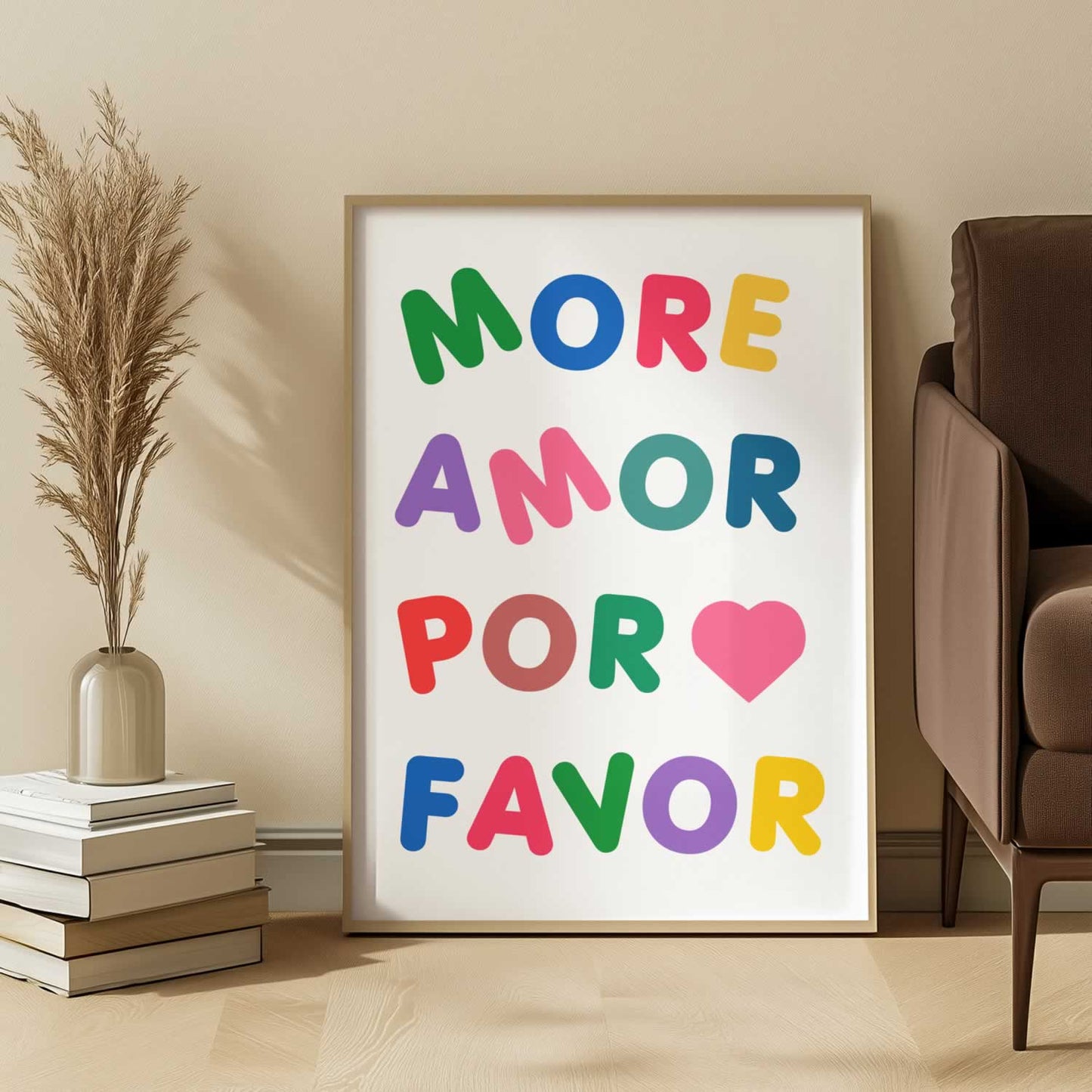 More Amor Por Favor Colourful Print For Bedroom
