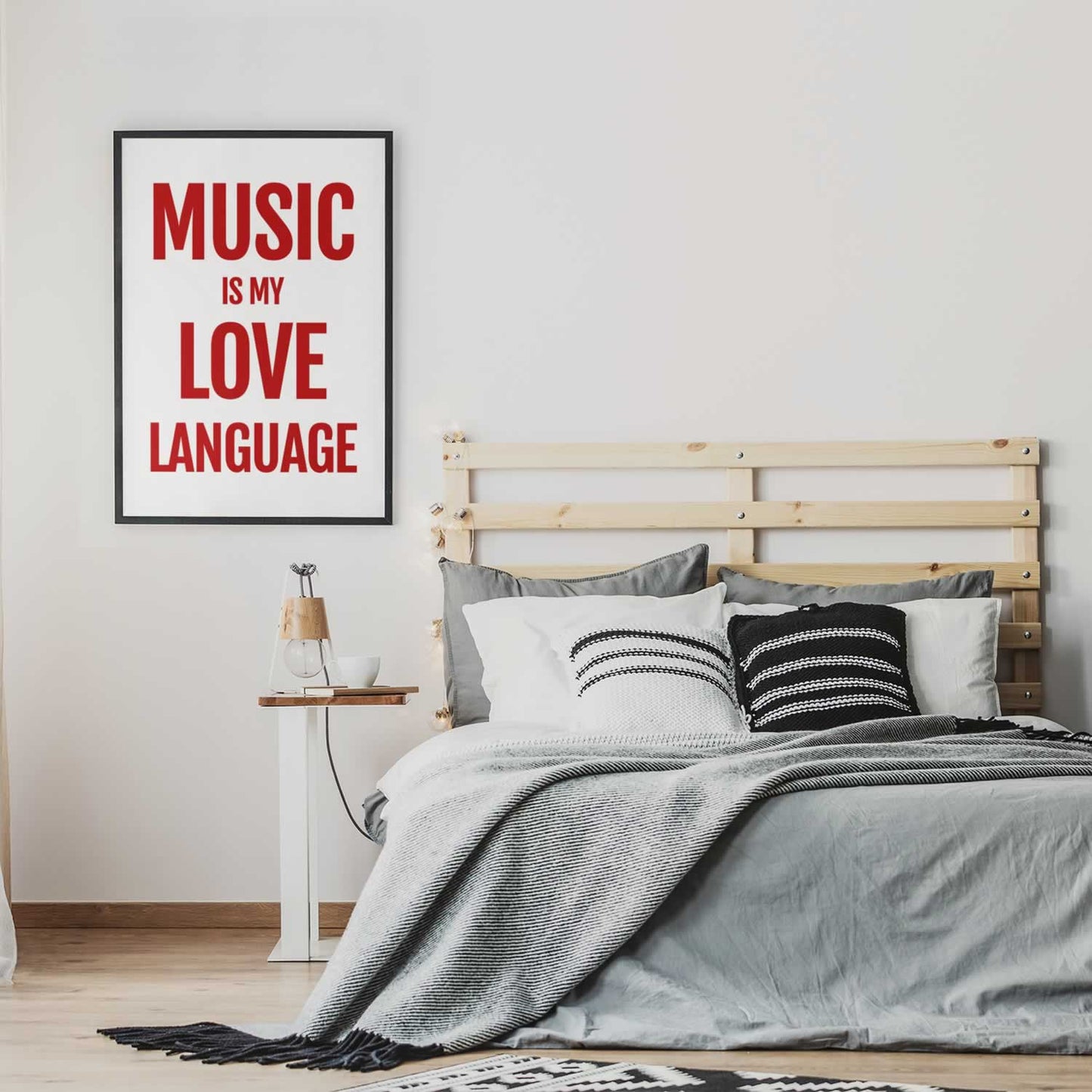 Music Is My Love Language Typography Print For Bedroom In Red
