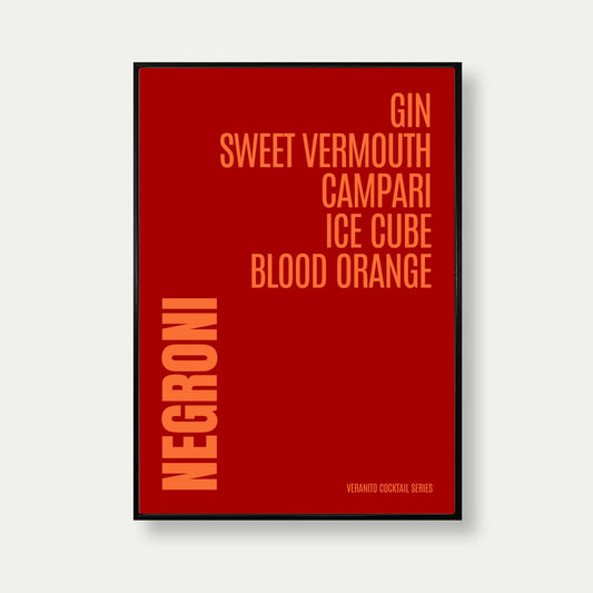Negroni Cocktail Typography Print
