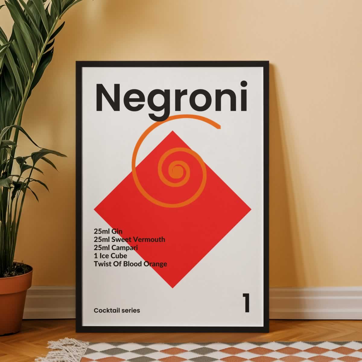 Negroni Cocktail Mid Century Print
