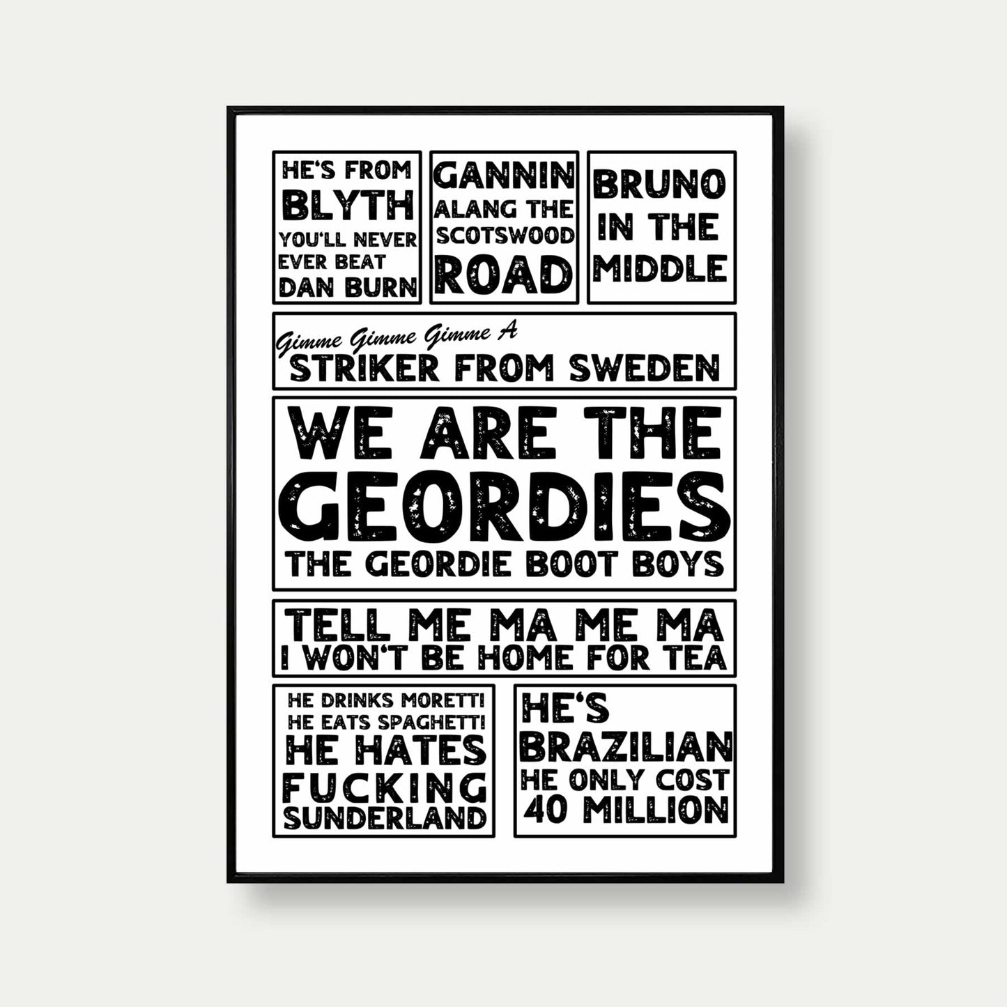 Newcastle Football Fan Chants Poster