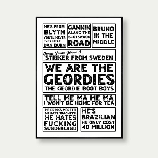 Newcastle Football Fan Chants Poster