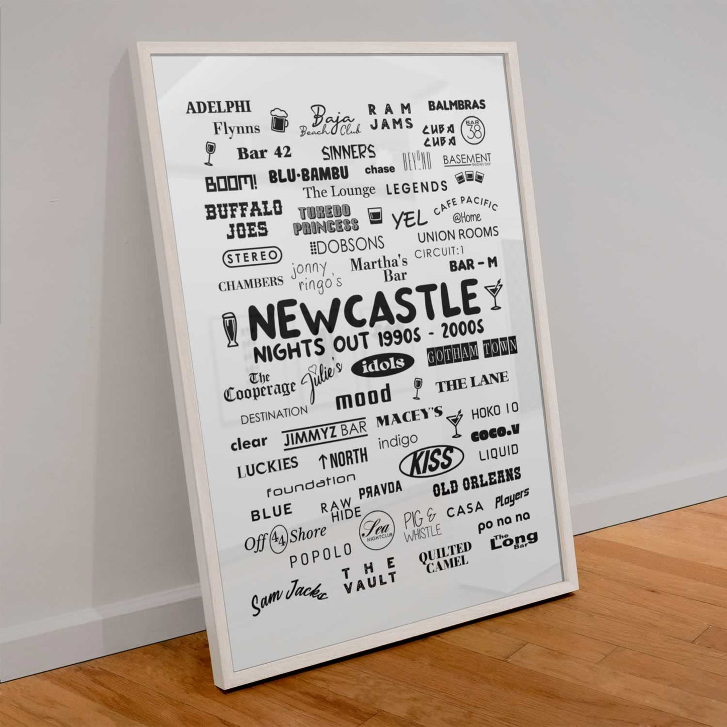Newcastle clubbing wall art 90's and 2000s