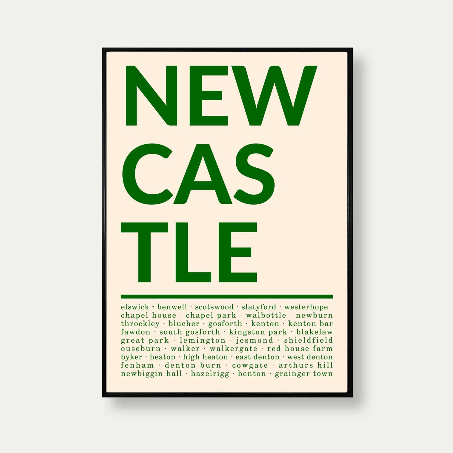 Areas Of Newcastle Print In Cream