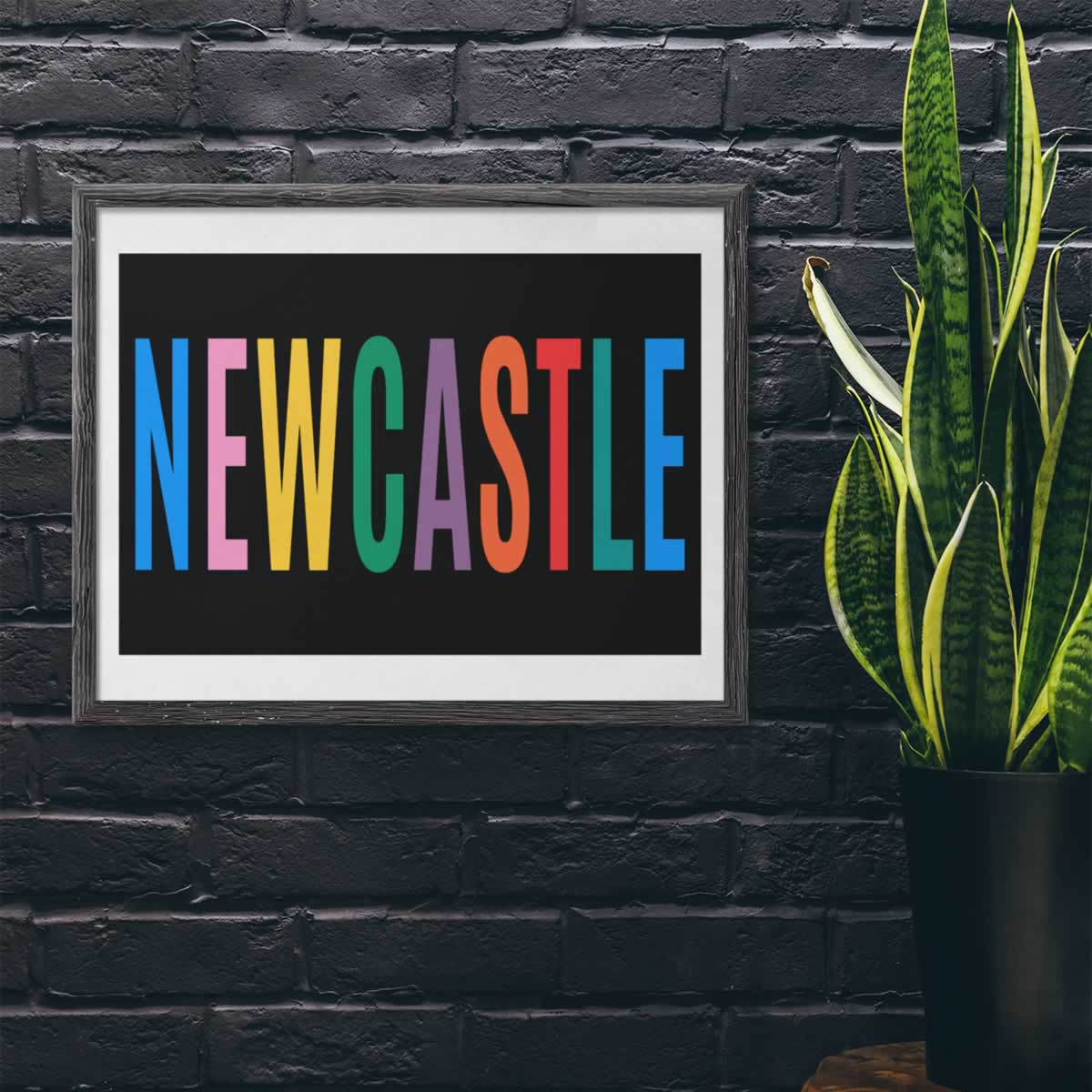 Newcastle Colourful Typography Print On The Wall