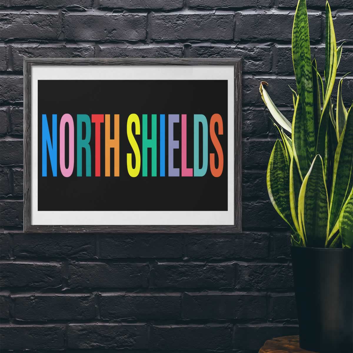 North Shields Colourful Typography Print On The Wall