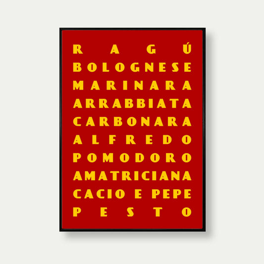 Pasta Shapes Art Print Poster