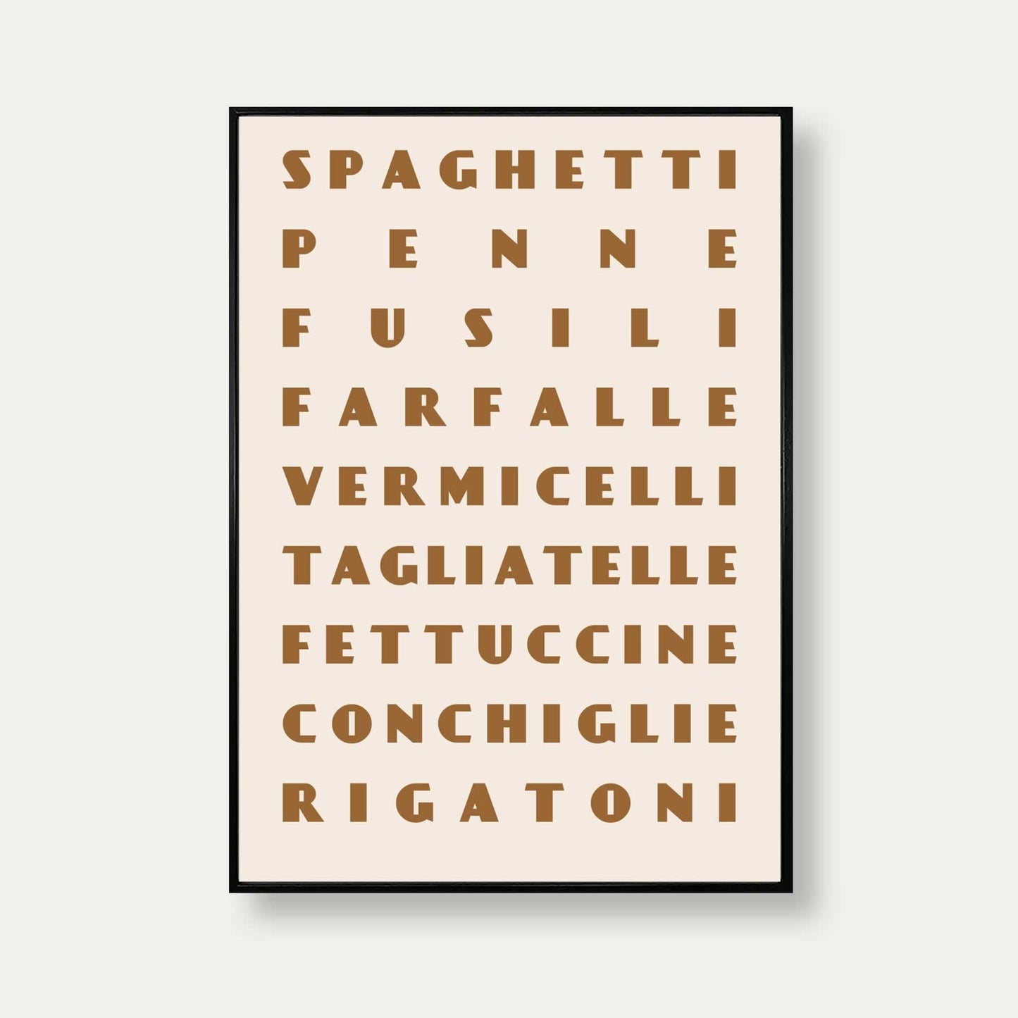 Pasta Shapes Art Print In Beige