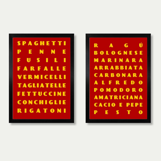 Pasta Sauces And Pasta Shapes Bundle Prints