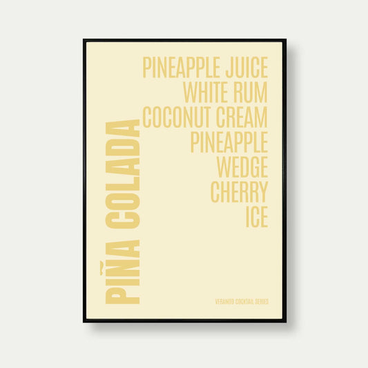 Pina Colada Cocktail Typography Print