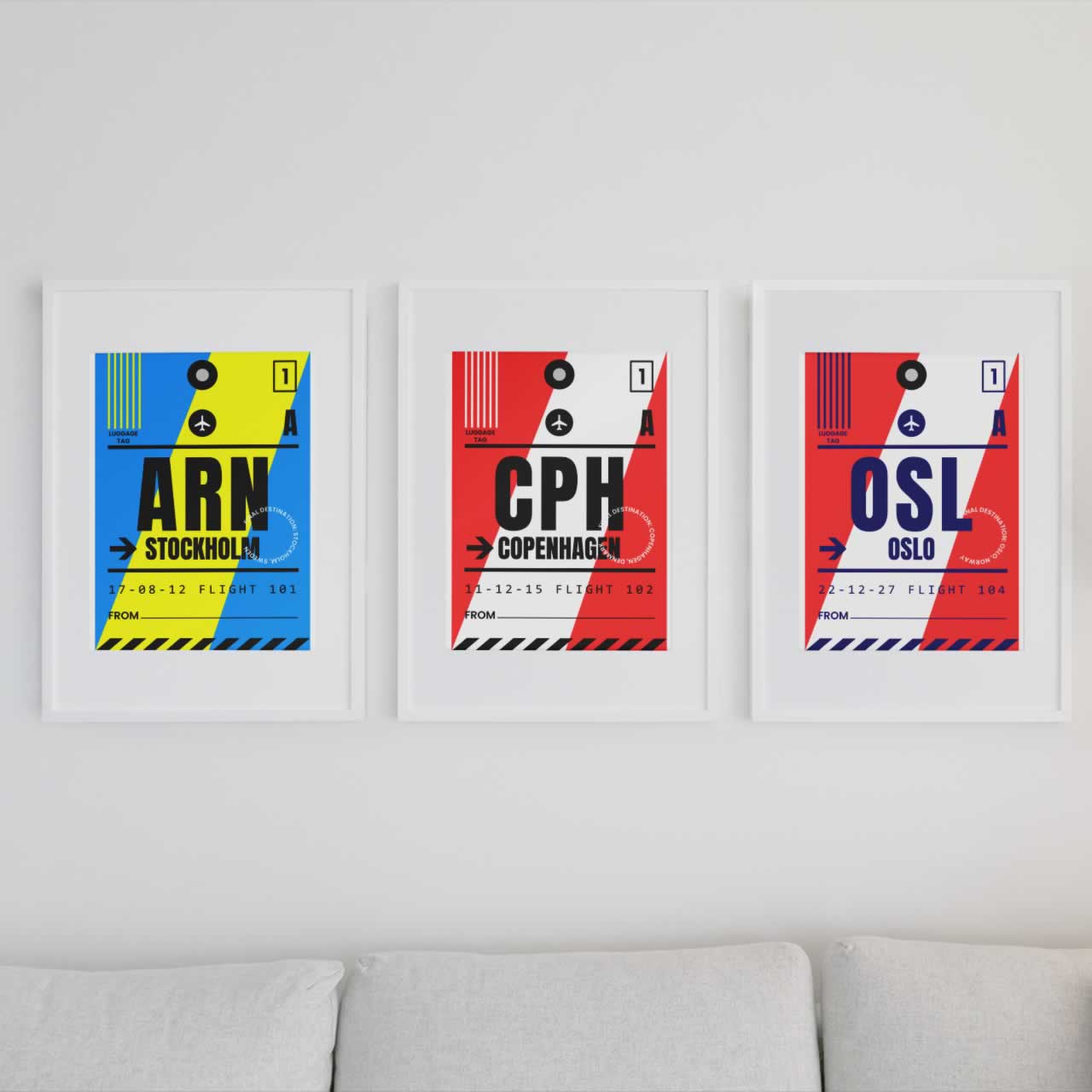 Scandinavian Travel Wall Art - Set Of 3 Stockholm Copenhagen Oslo