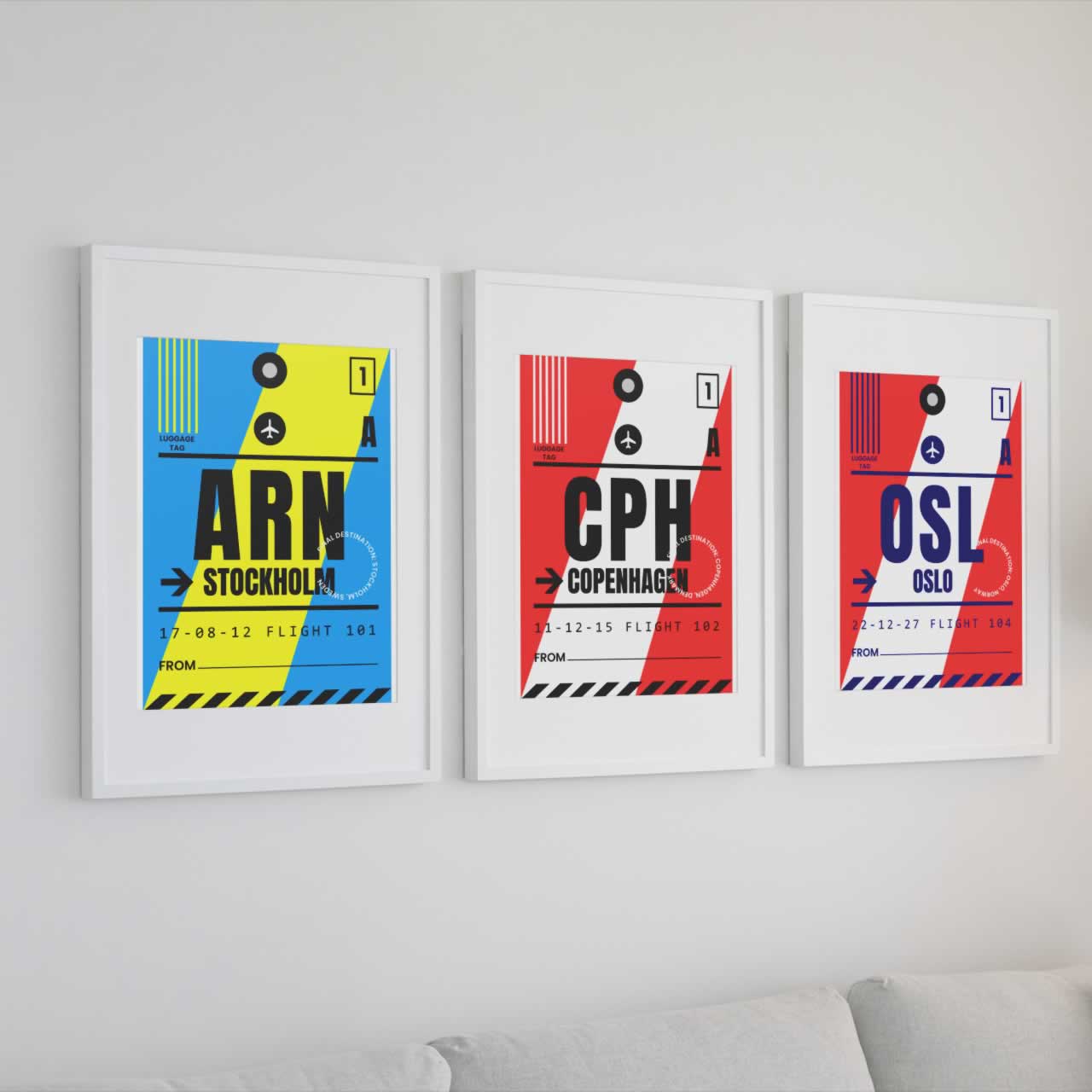 Set Of 3 travel prints - Stockholm Copenhagen Oslo