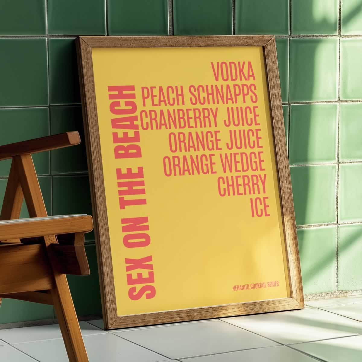 Sex On The Beach Cocktail Typography Print For Kitchen