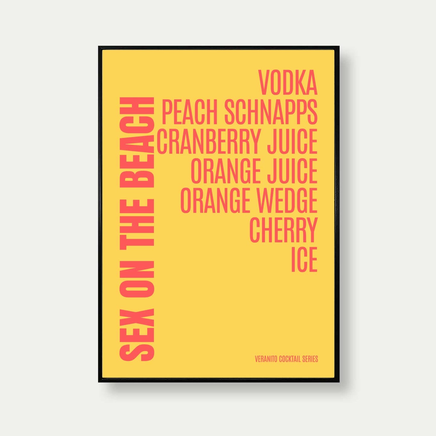 Sex On The Beach Cocktail Typography Print