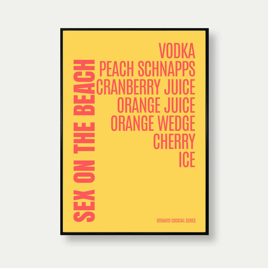 Sex On The Beach Cocktail Typography Print
