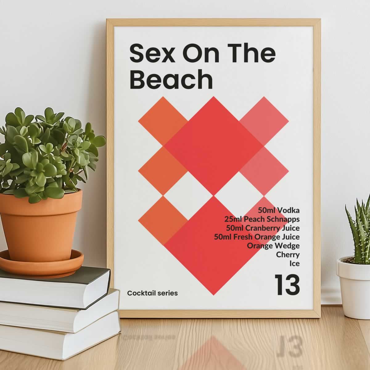 Sex On The Beach Cocktail Print For Home Bar