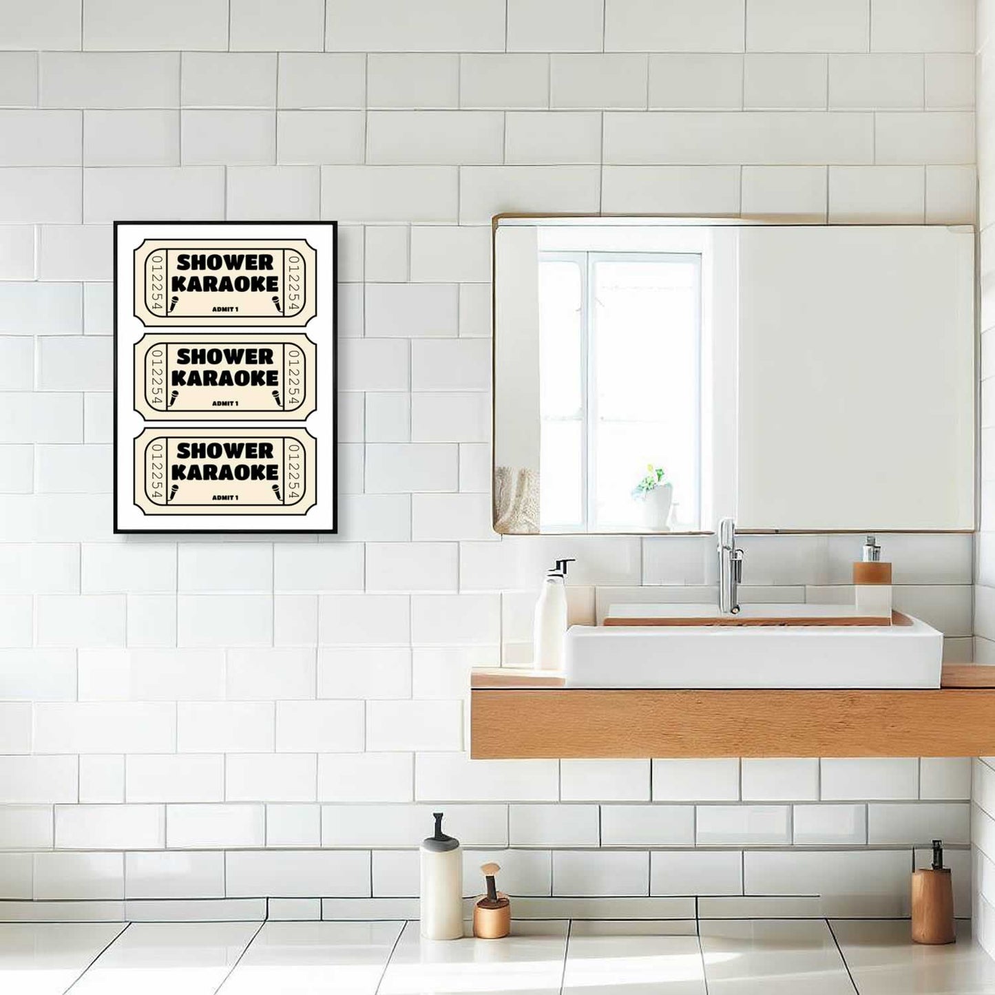 Shower Karaoke Three Tickets Bathroom Wall Art