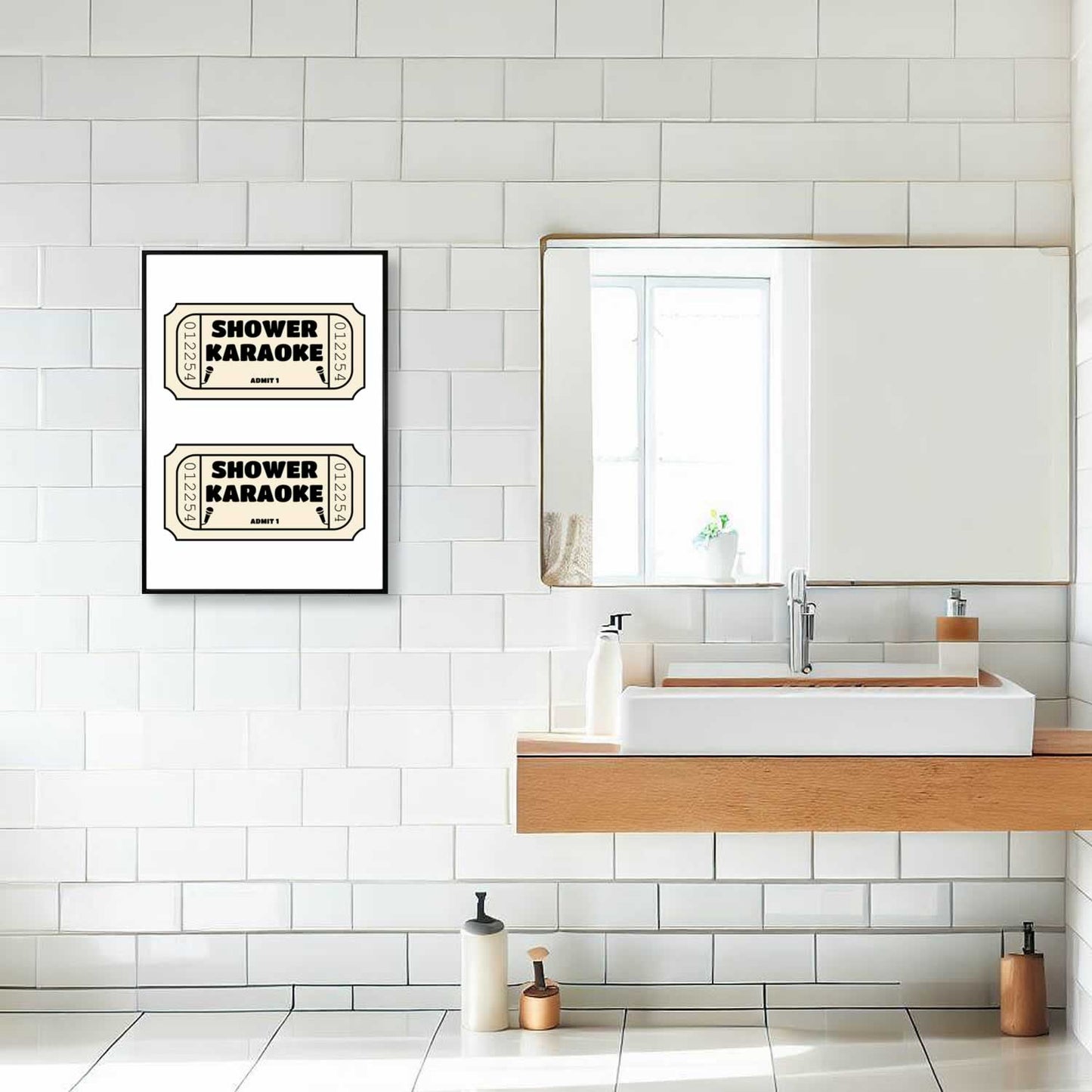 Shower Karaoke Two Tickets Bathroom Wall Art