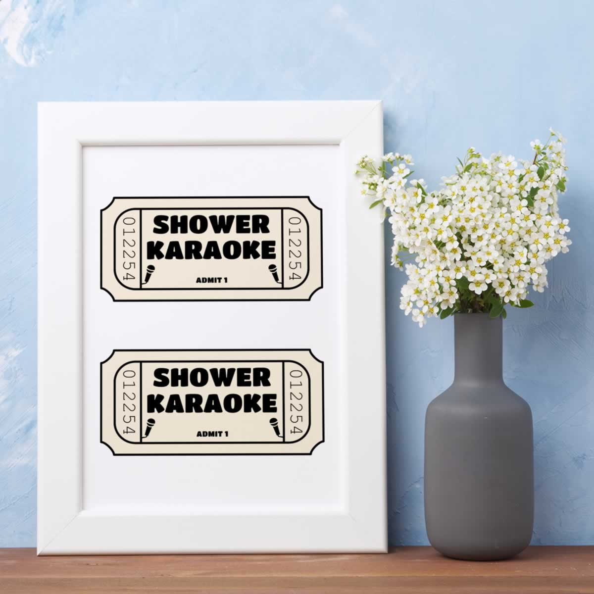 Shower Karaoke Two Tickets Bathroom Art