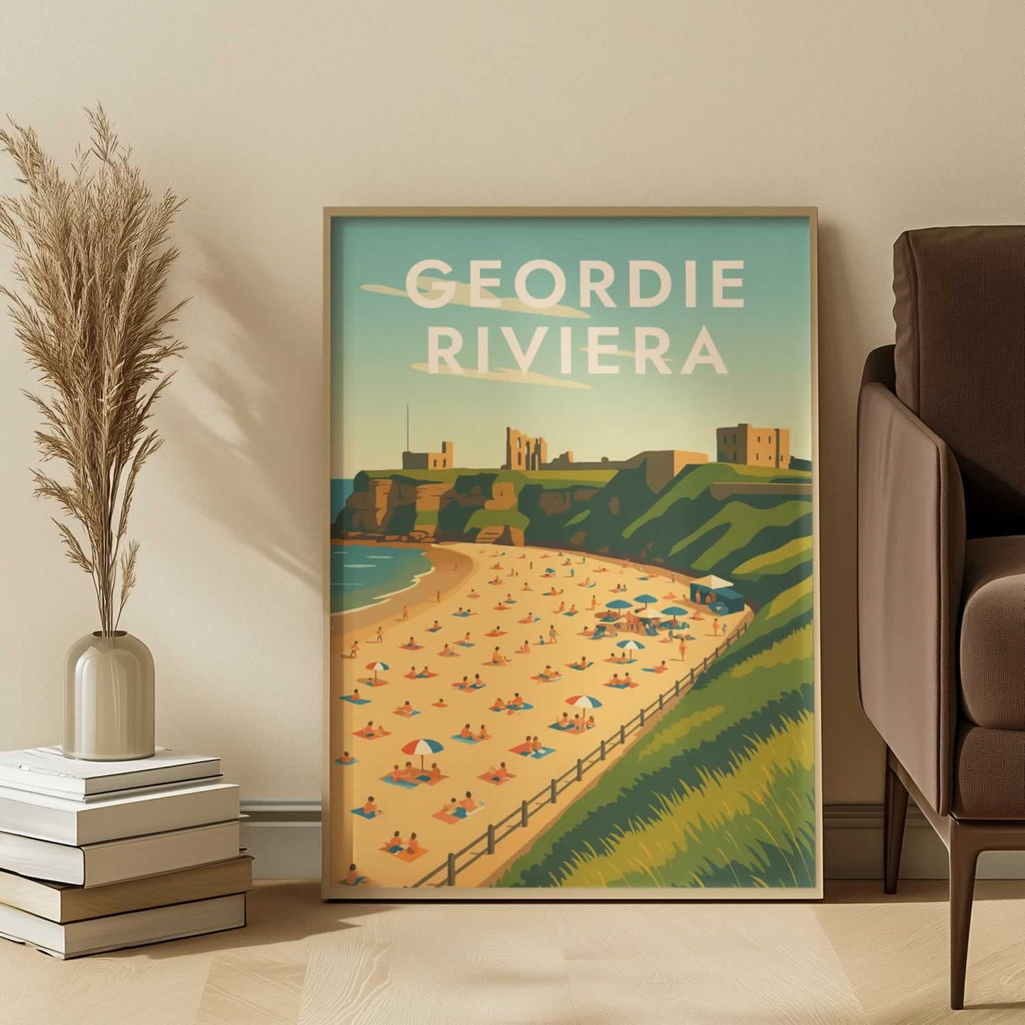 Geordie Riviera Tynemouth Retro Travel Print