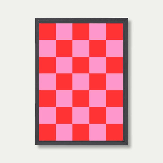 Red And Pink Check Pattern Print